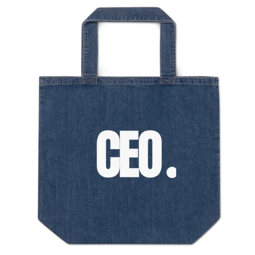 Unisex “CEO.” Blue Denim Medium Reusable Tote Bag