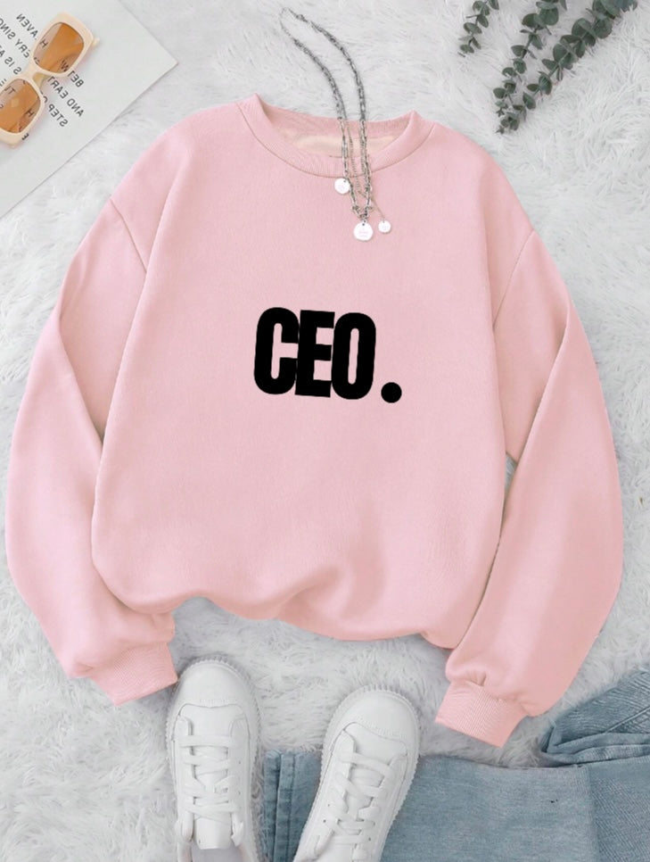 Women’s “CEO.” Pink Crewneck Sweatshirt