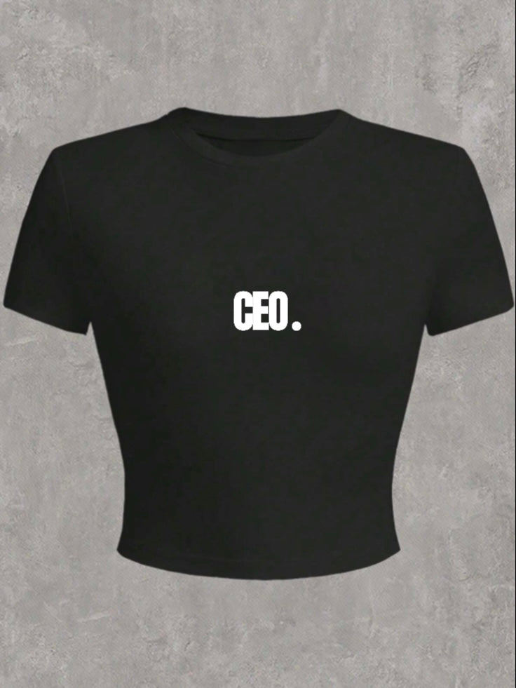 Women’s “The CEO.” Black Tight Fit Crop Top