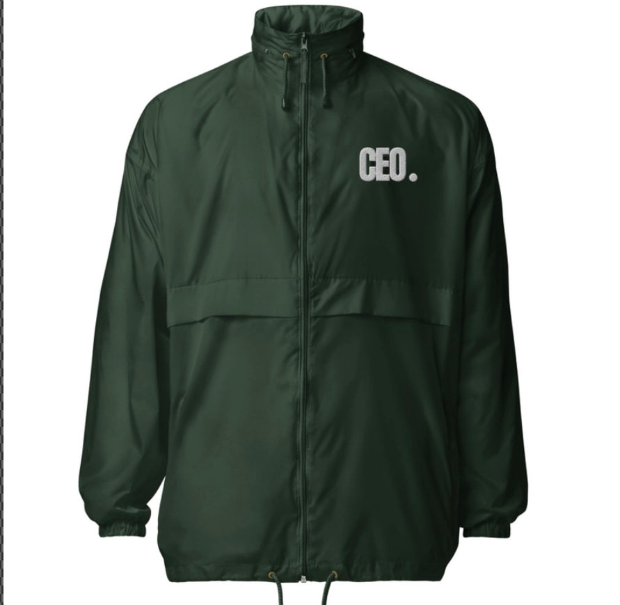 Women’s “CEO” Stitched Green Windbreaker Jacket