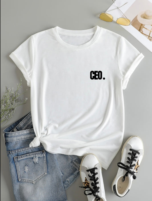 Women’s “The CEO.” White Loose Fit T-shirt