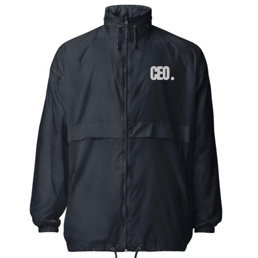 Men’s “CEO.” Water Resistant Black Windbreaker Jacket