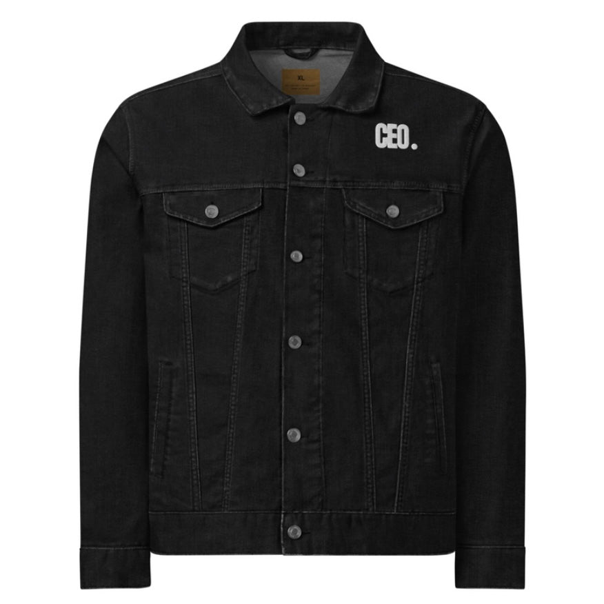 Unisex “CEO.” Black Denim Jacket