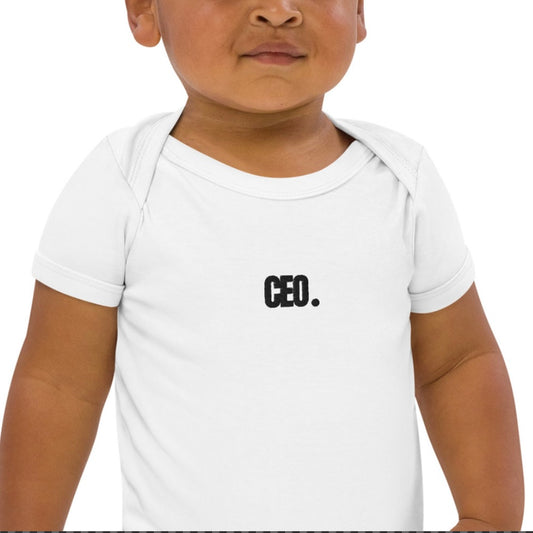 Unisex “CEO.” White Onesie